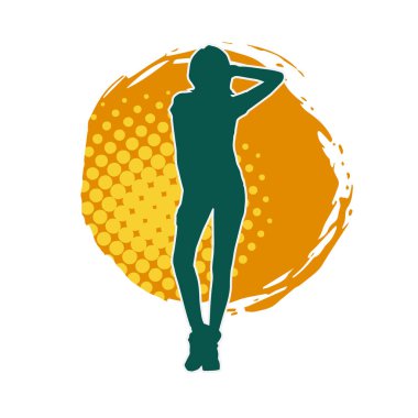 Dişi pozisyonunda ince bir kadın modelinin silueti.. 