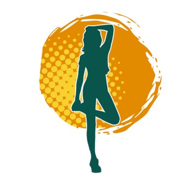 Dişi pozisyonunda ince bir kadın modelinin silueti.. 