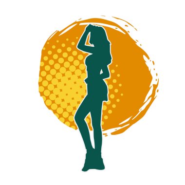 Dişi pozisyonunda ince bir kadın modelinin silueti.. 