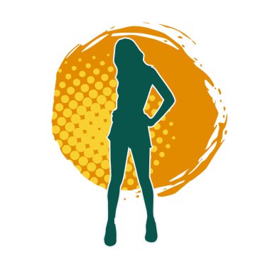 Dişi pozisyonunda ince bir kadın modelinin silueti.. 