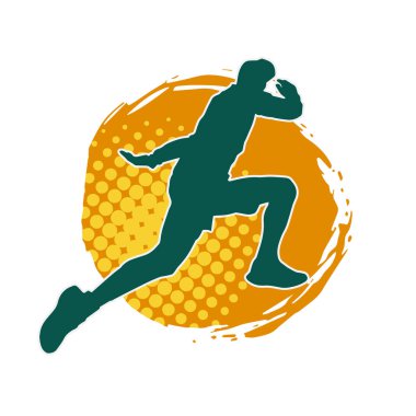 Koşu pozisyonundaki bir adamın silüeti. Siluet erkek koşusu pozu.