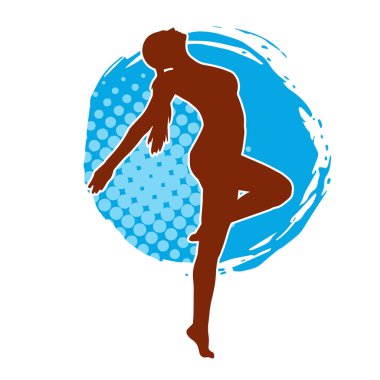 Hareketli bir kadın balerin silueti. Dans eden balerin kızın silueti..