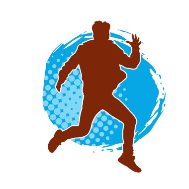 Hareket halindeki bir erkek dansçının silueti. Dans eden zayıf bir adamın silueti..