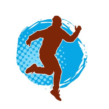 Hareket halindeki bir erkek dansçının silueti. Dans eden zayıf bir adamın silueti..