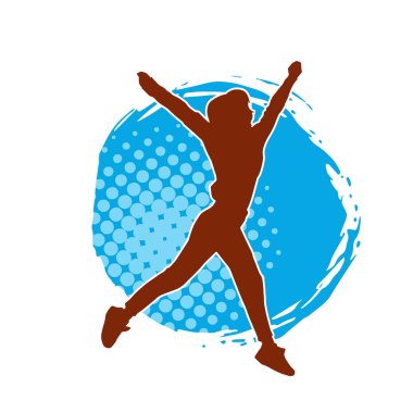 Zayıf kadın silueti egzersiz yapıyor. Spor yapan, spor yapan bir kadının silüeti.. 