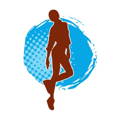 Hareketli bir kadın dansçının silueti. Dans eden zayıf bir kadının silueti..