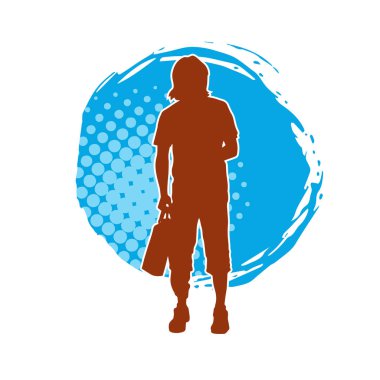 Alışveriş çantası taşıyan sıradan bir gencin silüeti.