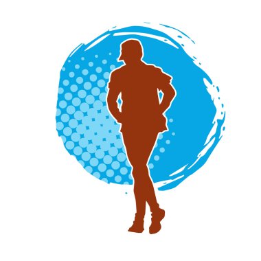 Sportif bir adamın silueti koşu yapıyor. Sağlıklı koşan bir adamın silüeti..