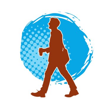 Sıradan bir ofis çalışanının silueti, yürürken kahve fincanı taşır.