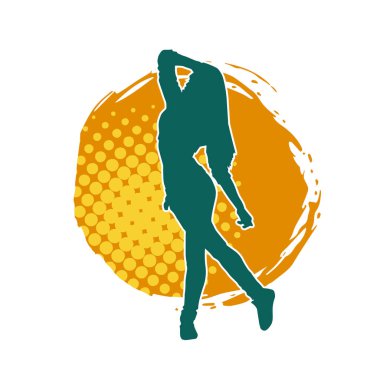 Hareketli bir kadın dansçının silueti. Dans eden zayıf bir kadının silueti..