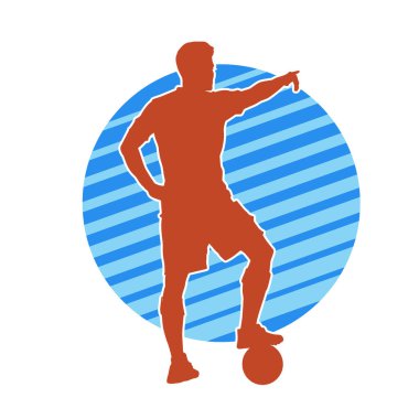 Sabit pozisyondaki bir erkek futbolcunun silueti. Hareket halindeki bir futbolcunun silueti.