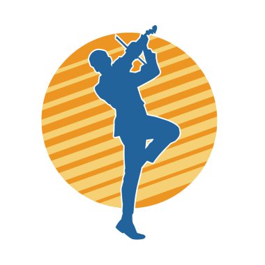 Keman teli çalan bir müzisyenin silueti..