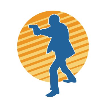 Bir dedektif ya da güvenlik görevlisinin silueti tabanca taşıyor..