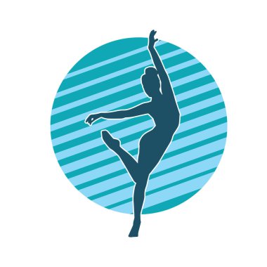 Hareketli bir kadın balerin silueti. Dans eden balerin kızın silueti..