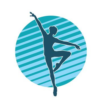 Hareketli bir kadın balerin silueti. Dans eden balerin kızın silueti..