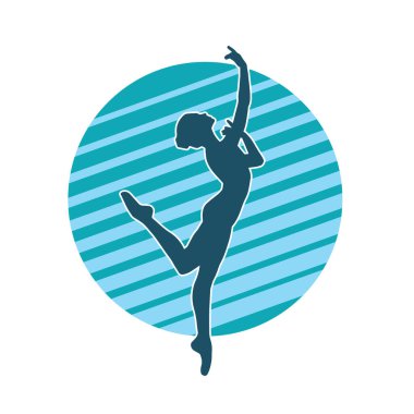 Hareketli bir kadın balerin silueti. Dans eden balerin kızın silueti..