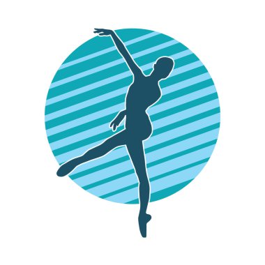 Hareketli bir kadın balerin silueti. Dans eden balerin kızın silueti..