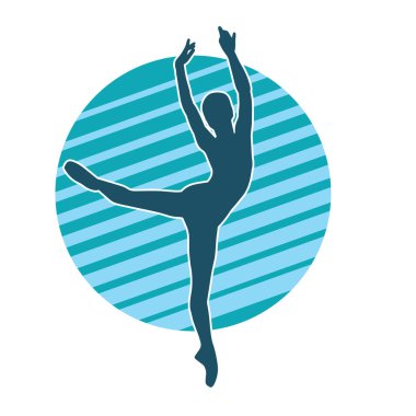 Hareketli bir kadın balerin silueti. Dans eden balerin kızın silueti..