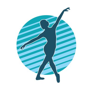 Hareketli bir kadın balerin silueti. Dans eden balerin kızın silueti..