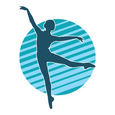 Hareketli bir kadın balerin silueti. Dans eden balerin kızın silueti..