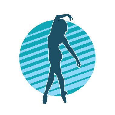 Hareketli bir kadın balerin silueti. Dans eden balerin kızın silueti..