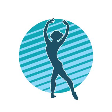 Hareketli bir kadın balerin silueti. Dans eden balerin kızın silueti..