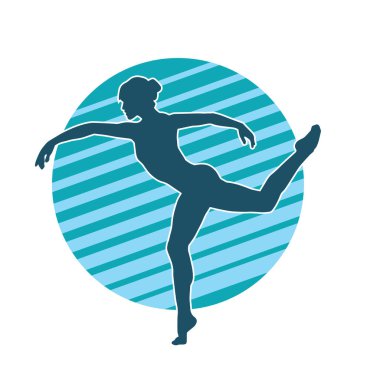 Hareketli bir kadın balerin silueti. Dans eden balerin kızın silueti..