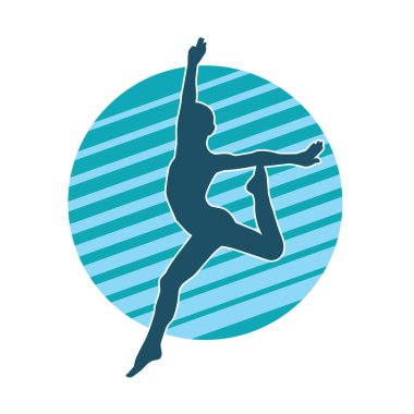 Hareketli bir kadın balerin silueti. Dans eden balerin kızın silueti..