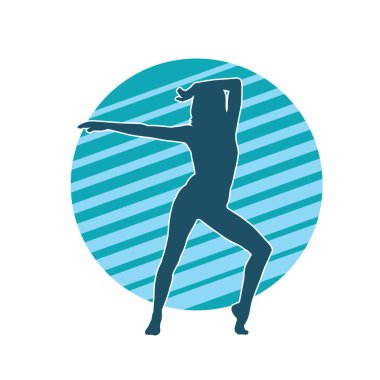 Hareketli bir kadın balerin silueti. Dans eden balerin kızın silueti..