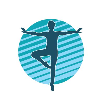 Hareketli bir kadın balerin silueti. Dans eden balerin kızın silueti..