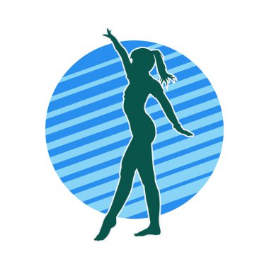 Hareketli bir kadın balerin silueti. Dans eden balerin kızın silueti..