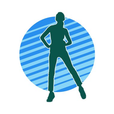 Dişi pozisyonunda ince bir kadın modelinin silueti.. 