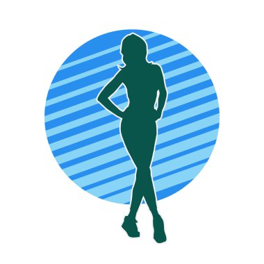 Dişi pozisyonunda ince bir kadın modelinin silueti.. 