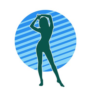 Dişi pozisyonunda ince bir kadın modelinin silueti.. 