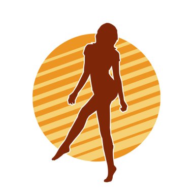 Dişi pozisyonunda ince bir kadın modelinin silueti.. 