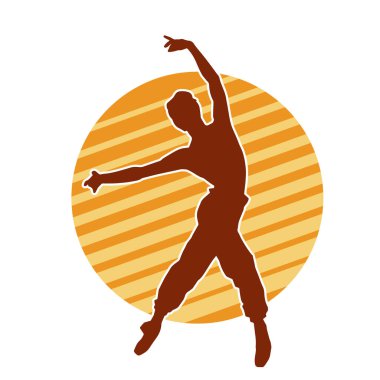 Hareketli bir kadın balerin silueti. Dans eden balerin kızın silueti..