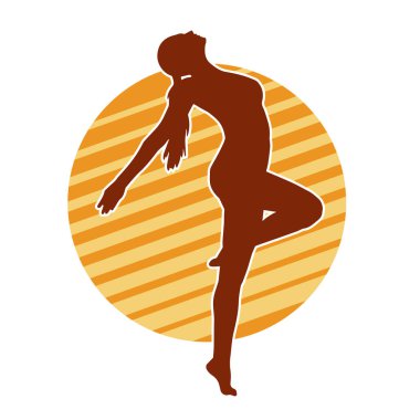 Hareketli bir kadın balerin silueti. Dans eden balerin kızın silueti..