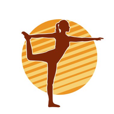 Zayıf kadın silueti egzersiz yapıyor. Spor yapan, spor yapan bir kadının silüeti.. 