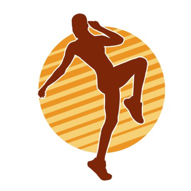 Zayıf kadın silueti egzersiz yapıyor. Spor yapan, spor yapan bir kadının silüeti.. 