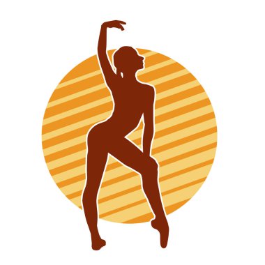 Hareketli bir kadın balerin silueti. Dans eden balerin kızın silueti..