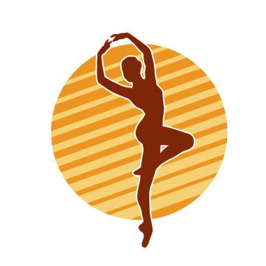 Hareketli bir kadın balerin silueti. Dans eden balerin kızın silueti..