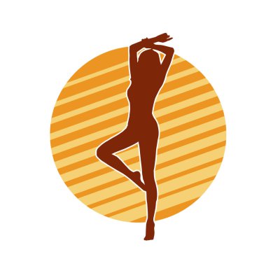 Dişi pozisyonunda ince bir kadın modelinin silueti.. 