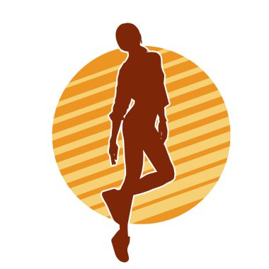 Hareketli bir kadın dansçının silueti. Dans eden zayıf bir kadının silueti..