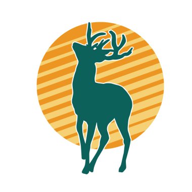 Geyik silueti boynuzlu vahşi orman hayvanı..