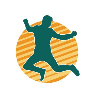 Hareket halindeki bir erkek dansçının silueti. Dans eden zayıf bir adamın silueti..