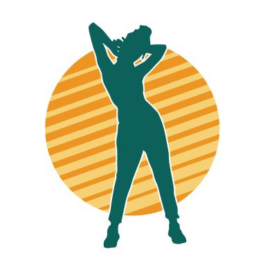 Dişi pozisyonunda ince bir kadın modelinin silueti.. 