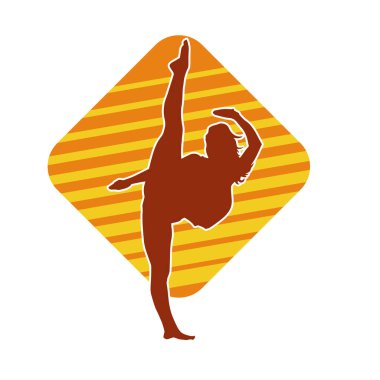 Dövüş sanatları tekmesi atan bir kadının silueti. Sportif bir kadının silueti tekme hareketi yapıyor..