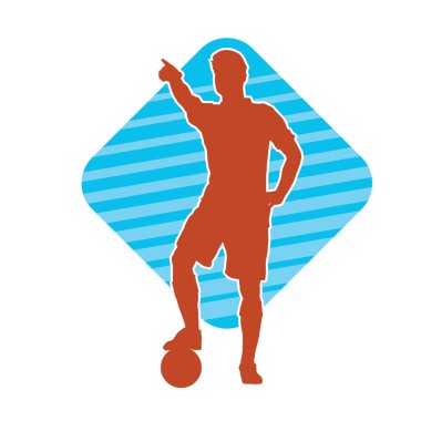 Sabit pozisyondaki bir erkek futbolcunun silueti. Hareket halindeki bir futbolcunun silueti.