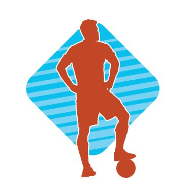 Sabit pozisyondaki bir erkek futbolcunun silueti. Hareket halindeki bir futbolcunun silueti.