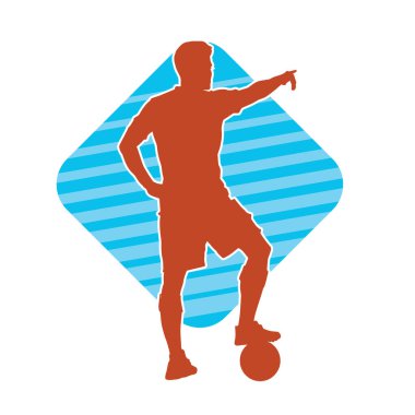 Sabit pozisyondaki bir erkek futbolcunun silueti. Hareket halindeki bir futbolcunun silueti.